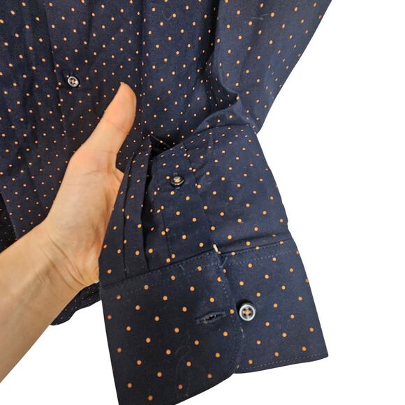 NEW Cactus Man Ricky Singh Dress Shirt Blue Orange Polka Dot Men M Collared - Picture 4 of 9